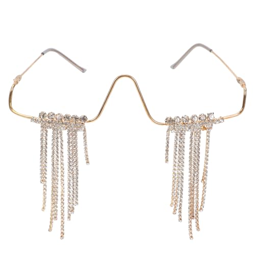 IMIKEYA Partybrille ohne Rahmen mit Goldfarbenen Metall tasseln Dekorative Brille für Karneval Fasching und Partys Leichte und Bequeme Party accessoire für Erwachsene von IMIKEYA
