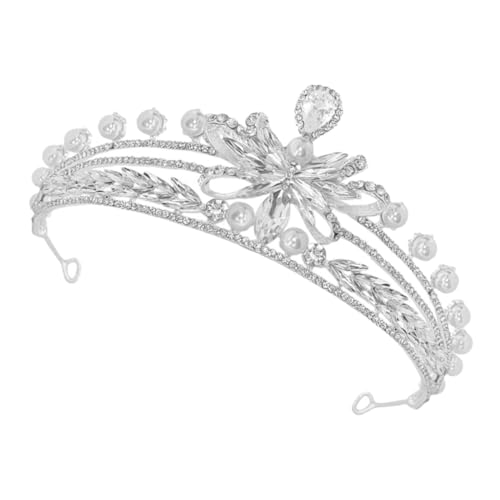 IMIKEYA Rhinestone Diadem für Damen Funkelnde Brautkrone mit Perlen Schleife Silbernes Hochzeits Haarband für Geburtstag Party und Cosplay Elegant und Komfortabel Brillanter Kopfschmuck von IMIKEYA