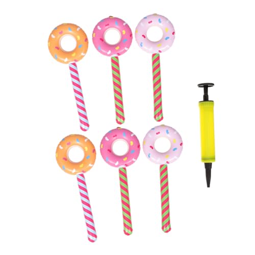 IMIKEYA Teiliges Aufblasbare Donut lutscher Sticks mit Pumpe Bunte Party Cheerleading requisiten Kinderfreundliches Schwimm Geburtstagsspielzeug Langlebig und Sicher für Pool und Strand von IMIKEYA