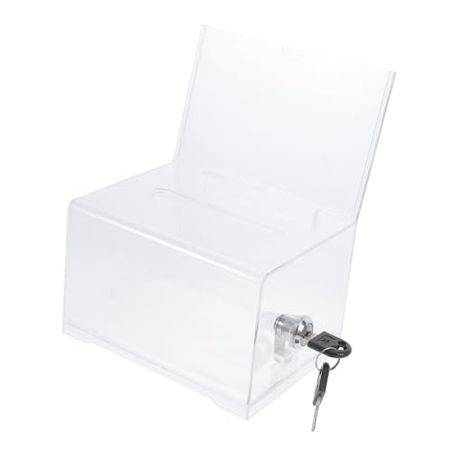 IMIKEYA Transparente Acrylbox für Visitenkarten und Spenden mit Schloss Vielseitige Aufbewahrungs Anzeige box für Messen Business Fundraising Langlebig und Leicht zu Reinigen von IMIKEYA