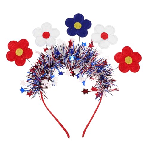 IMIKEYA Unabhängiger Tag Haarband Rot Weiß Blau Blumendekor Party Haarreif Patriotischer Kopfschmuck für Feierlichkeiten von IMIKEYA