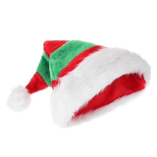IMIKEYA Unisex Weihnachtsmütze Santa aus Dickem Plüsch mit Bommel und Weißem Rand Klassischer Weihnachtskopfschmuck für Party Bühne Karneval Passend für Erwachsene von IMIKEYA