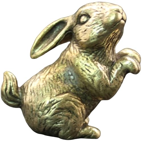 IMIKEYA Deko Messing Hase, Osterdeko Hasen Vintage Mini Hase Figuren Gold Miniatur Kaninchen Statue Messing Ornament für Osterdekoration Tischdeko Heimaccessoires von IMIKEYA
