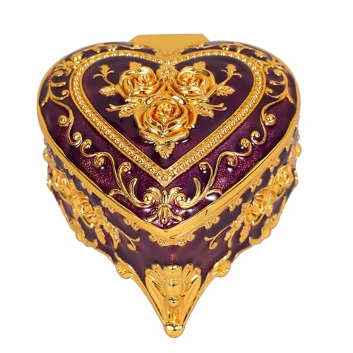IMIKEYA Vintage-Schmuckschatulle In Herzform Antike Ring-Ohrringe-Halsketten-Aufbewahrung Organizer-Etui Metall-Schatztruhe Schmuckstück Andenken Geschenkbox Für Frauen Und Mädchen B IMIKEYA Vintage-Schmuckschatulle In Herzform Antike Ring-Ohrringe-Halsketten-Aufbewahrung Organizer-Etui Metall-Schatztruhe Schmuckstück Andenken Geschenkbox Für Frauen Und Mädchen B von IMIKEYA
