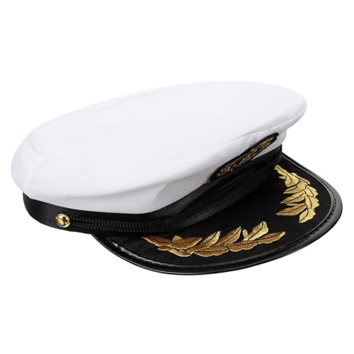 IMIKEYA Weißer Verstellbarer Matrosenhut Kunststoff Glänzend Unisex Yacht Kapitänsmütze für Erwachsene und Geeignet für Segler Halloween kostüme von IMIKEYA