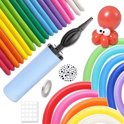 260Q langes Ballon-Set mit Pumpe, 100 Stück lange, dünne verdrehte Luftballons, Regenbogenfarbe, um Tierblumenformen für Geburtstag, Karneval, Festival, Party, Clowns und Hochzeitsdekoration (Farbe) 260Q langes Ballon-Set mit Pumpe, 100 Stück lange, dünne verdrehte Luftballons, Regenbogenfarbe, um Tierblumenformen für Geburtstag, Karneval, Festival, Party, Clowns und Hochzeitsdekoration (Farbe) von IMISNO