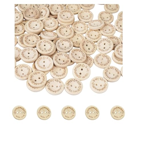 100 Stück handgefertigte Holzknöpfe zum Nähen von Kleidung, Accessoires, Bastelprojekten, Dekorationen (20 mm) von IMNTHO