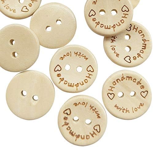 100 Stück handgefertigte Holzknöpfe zum Nähen von Kleidung, Accessoires, Bastelprojekten, Dekorationen (25 mm) von IMNTHO