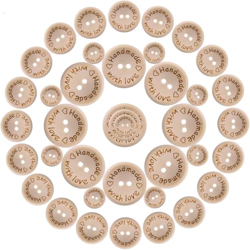150 handgefertigte Holzknöpfe zum Nähen von Bekleidungszubehör, DIY-Projekten, Dekorationen (15 mm/20 mm/25 mm) von IMNTHO