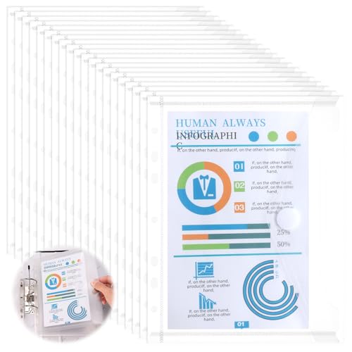 20 Stück Dokumententasche A5 Abheftbar mit 7 Lochverstärker Sammelmappe 22.8 * 18cm Sichttaschen Transparent für Dokumente Organisiere 20 Stück Dokumententasche A5 Abheftbar mit 7 Lochverstärker Sammelmappe 22.8 * 18cm Sichttaschen Transparent für Dokumente Organisiere von IMPPTE