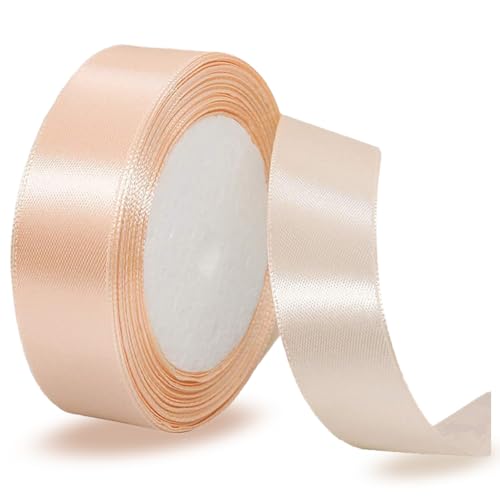 Satinbands Champagner Rosa 20mm Breit, 23 Meters Geschenkband für Geschenkverpackungen, DIY-Basteleien, Blumensträuße, Nähprojekte, Schleifenherstellung, Geburtstags- und Hochzeitsdekorationen von IMSOLDECOR