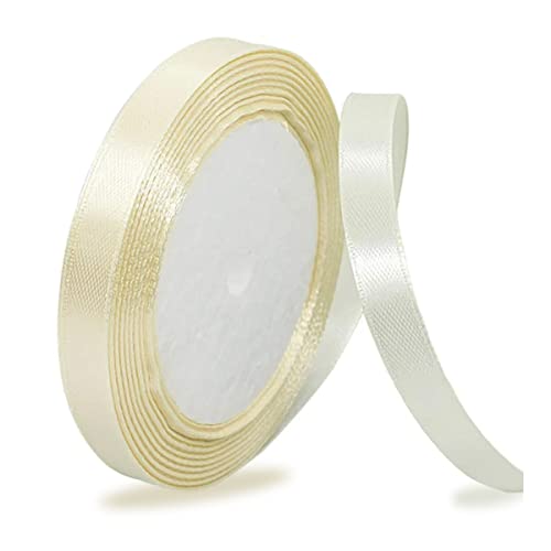 Satinbands Creme 10mm Breit, 23 Meters Geschenkband Schleifenband für Geschenkverpackungen, DIY-Basteleien, Blumensträuße, Nähprojekte, Schleifenherstellung, Geburtstags- und Hochzeitsdekorationen von IMSOLDECOR