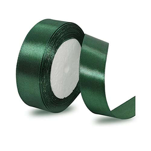 Satinbands Dunkelgrün 20mm Breit, 23 Meters Geschenkband für Geschenkverpackungen, DIY-Basteleien, Blumensträuße, Nähprojekte, Schleifenherstellung, Geburtstags- und Hochzeitsdekorationen von IMSOLDECOR