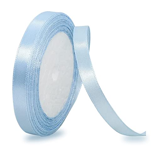 Satinbands Hellblau 10mm Breit, 23 Meters Geschenkband Schleifenband für Geschenkverpackungen, DIY-Basteleien, Blumensträuße, Nähprojekte, Schleifenherstellung, Geburtstags- und Hochzeitsdekorationen von IMSOLDECOR