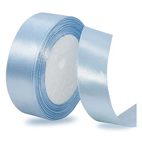 Satinbands Hellblau 20mm Breit, 23 Meters Geschenkband für Geschenkverpackungen, DIY-Basteleien, Blumensträuße, Nähprojekte, Schleifenherstellung, Geburtstags- und Hochzeitsdekorationen von IMSOLDECOR