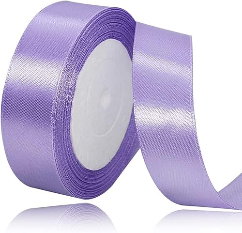 Satinbands Helles Lila 25mm Breit, 23 Meters Geschenkband Schleifenband für Geschenkverpackungen, Blumensträuße, Nähprojekte, Schleifenherstellung, Geburtstags- und Hochzeitsdekorationen von IMSOLDECOR