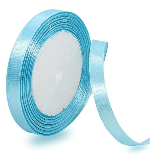 Satinbands Himmelblau 10mm Breit, 23 Meters Geschenkband für Geschenkverpackungen, DIY-Basteleien, Blumensträuße, Nähprojekte, Schleifenherstellung, Geburtstags- und Hochzeitsdekorationen von IMSOLDECOR