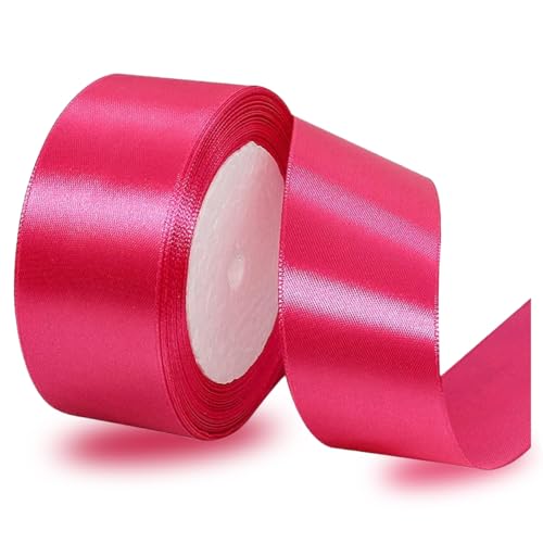 Satinbands Magenta 40mm Breit, 23 Meters Geschenkband Schleifenband für Geschenkverpackungen, DIY-Basteleien, Blumensträuße, Nähprojekte, Schleifenherstellung, Geburtstags- und Hochzeitsdekorationen von IMSOLDECOR