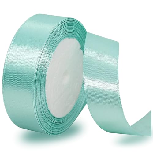 Satinbands Mintgrün 20mm Breit, 23 Meters Geschenkband für Geschenkverpackungen, DIY-Basteleien, Blumensträuße, Nähprojekte, Schleifenherstellung, Geburtstags- und Hochzeitsdekorationen von IMSOLDECOR