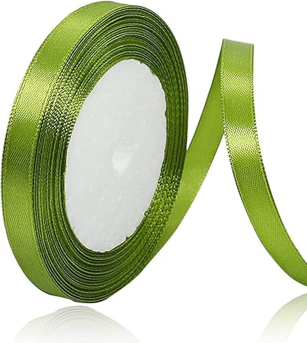 Satinbands Olivgrün 10mm Breit, 23 Meters Geschenkband Schleifenband für Geschenkverpackungen, DIY-Basteleien, Blumensträuße, Nähprojekte, Schleifenherstellung, Geburtstags- und Hochzeitsdekorationen von IMSOLDECOR