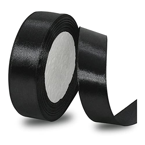 Satinbands Schwarz 20mm Breit, 23 Meters Geschenkband für Geschenkverpackungen, DIY-Basteleien, Blumensträuße, Nähprojekte, Schleifenherstellung, Geburtstags- und Hochzeitsdekorationen von IMSOLDECOR