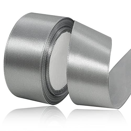 Satinbands Silber 40mm Breit, 23 Meters Grau Geschenkband Schleifenband für Geschenkverpackungen, DIY-Basteleien, Blumensträuße, Schleifenherstellung, Geburtstags- und Hochzeitsdekorationen Satinbands Silber 40mm Breit, 23 Meters Grau Geschenkband Schleifenband für Geschenkverpackungen, DIY-Basteleien, Blumensträuße, Schleifenherstellung, Geburtstags- und Hochzeitsdekorationen von IMSOLDECOR