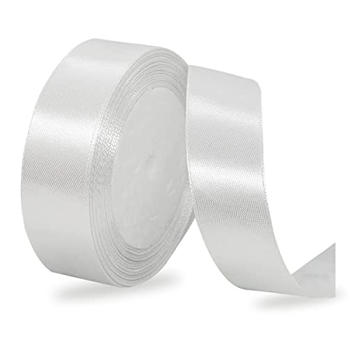 Satinbands Weiß 20mm Breit, 23 Meters Weiss Geschenkband für Geschenkverpackungen, DIY-Basteleien, Blumensträuße, Nähprojekte, Schleifenherstellung, Geburtstags- und Hochzeitsdekorationen von IMSOLDECOR