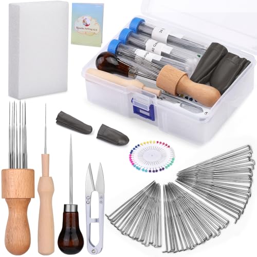 lmzay Nadelfilzwerkzeuge, Wollfilzzubehör, Nadelfilz-Set mit 60 Nadeln, Filznadeln, Schaumstoffmatte, Holzgriff, Schere, perfekt für Bastelarbeiten lmzay Nadelfilzwerkzeuge, Wollfilzzubehör, Nadelfilz-Set mit 60 Nadeln, Filznadeln, Schaumstoffmatte, Holzgriff, Schere, perfekt für Bastelarbeiten von IMZAY