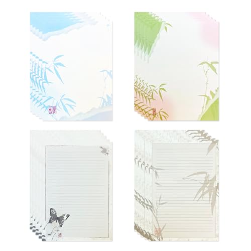 IMagicoo Schreibwarenpapier, schönes Bambus-Design, Briefpapier, Notizblock-Set, B5-Größe, 4 verschiedene Stile, 120 Stück IMagicoo Schreibwarenpapier, schönes Bambus-Design, Briefpapier, Notizblock-Set, B5-Größe, 4 verschiedene Stile, 120 Stück von IMagicoo