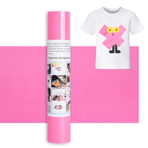 IModeur 12 Ft Plotterfolie Textil Rosa – 30,5 x 366 cm Flexfolie Plotter Textil Rosa für Cricut Maker, Silhouette Cameo, Textilfolie Plotter Rosa für Kleidung, Mützen, Hosen, andere Stoffe von IModeur