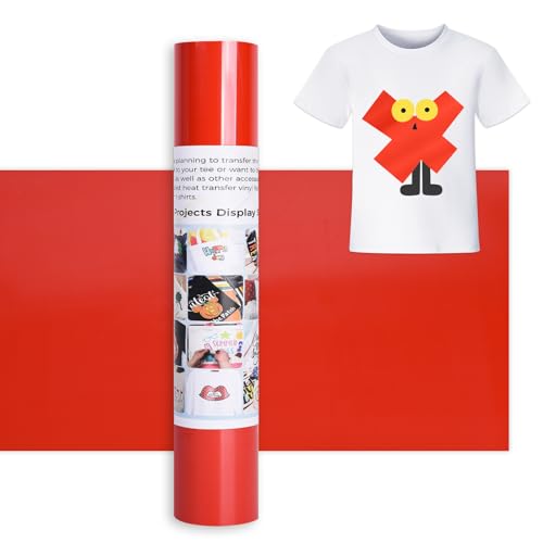 IModeur 12 Ft Plotterfolie Textil Rot – 30,5 x 366 cm Flexfolie Plotter Textil Rot für Cricut Maker, Silhouette Cameo, Textilfolie Plotter Rot für Kleidung, Mützen, Hosen, andere Stoffe von IModeur