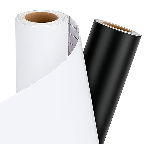 IModeur 30,5 x 458 cm Vinylfolie Plotter Schwarz und Weiß Matt - 2 Rolle Plotterfolie Vinyl Selbstklebend für Cricut Machines, Silhouette Cameo, die meisten Schneidemaschine von IModeur