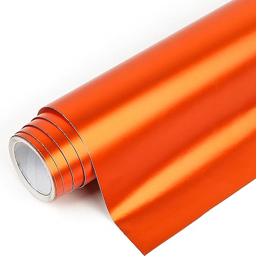 IModeur 7Ft Galvanisiert Plotterfolie Vinyl Orange - 30,5cm x 214cm Vinylfolie Plotter Orange für Cricut und Silhouette Cameo, Selbstklebendes Vinyl für Scrapbooking, Schilder und mehr von IModeur