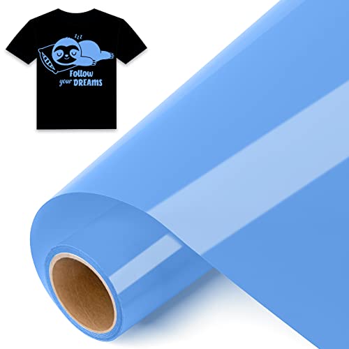 IModeur 8Ft Plotterfolie Textil Himmelblau – 30,5 x 244 cm Flexfolie Plotter Textil blau für Cricut Maker, Silhouette Cameo, Textilfolie Plotter blau für Kleidung, Mützen, Hosen, andere Stoffe von IModeur