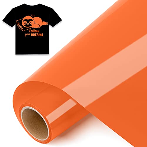 IModeur 8Ft Plotterfolie Textil Orange – 30,5 x 244 cm Flexfolie Plotter Textil Orange für Cricut Maker, Silhouette Cameo, Textilfolie Plotter Orange für Kleidung, Mützen, Hosen, andere Stoffe von IModeur