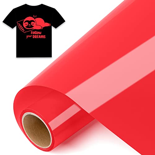 IModeur 8Ft Plotterfolie Textil Rot – 30,5 x 244 cm Flexfolie Plotter Textil Rot für Cricut Maker, Silhouette Cameo, Textilfolie Plotter Rot für Kleidung, Mützen, Hosen, andere Stoffe von IModeur