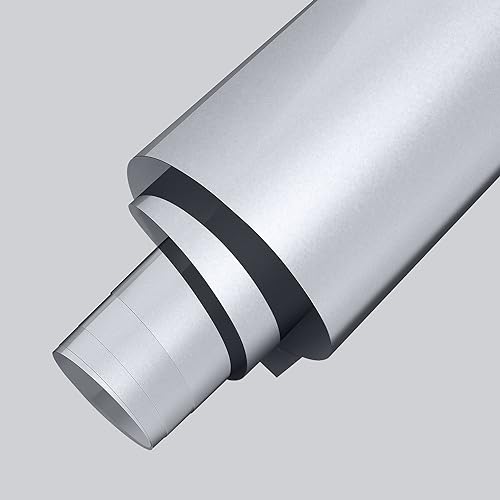 IModeur Plotterfolie Textil Silber Metallisch - 30,5 x 305 cm Flexfolie Plotter Textil Silber für Cricut Maker, Textilfolie Silber für Kleidung, Mützen, Hosen, andere Stoffe von IModeur