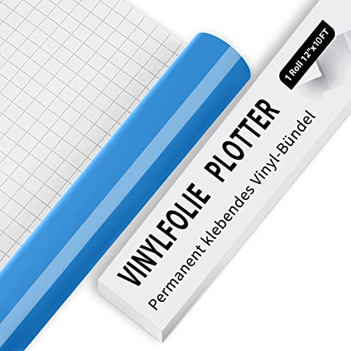 IModeur Vinylfolie Plotter, 30.5cm x 305 cm Glänzend Blau Plotterfolie selbstklebend Vinyl, Blau Plotterfolie Vinyl Für Cricut, Silhouette Cameo, die meisten Schneidemaschine von IModeur