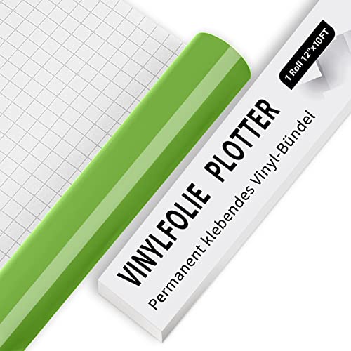 IModeur Vinylfolie Plotter, 30.5cm x 305 cm Glänzend Grün Plotterfolie selbstklebend Vinyl, Grün Plotterfolie Vinyl Für Cricut, Silhouette Cameo, die meisten Schneidemaschine von IModeur