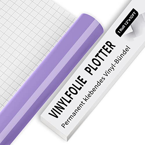 IModeur Vinylfolie Plotter, 30.5cm x 305 cm Glänzend Lila Plotterfolie selbstklebend Vinyl, Lila Plotterfolie Vinyl Für Cricut, Silhouette Cameo, die meisten Schneidemaschine von IModeur