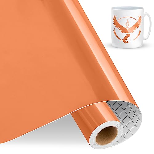 IModeur Vinylfolie Plotter Orange, 30.5cm x 457.5 cm Glänzend Orange Plotterfolie selbstklebend Vinyl, Orange Plotterfolie Vinyl für Cricut, Silhouette Cameo, die meisten Schneidemaschine von IModeur
