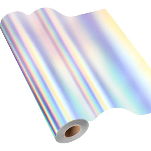 IModeur Vinylfolie Plotter Regenbogen Silber, 30,5cm x 1220 cm Silber Plotterfolie selbstklebend Vinyl, Silber Plotterfolie Vinyl für Cricut, Silhouette Cameo, die meisten Schneidemaschine von IModeur