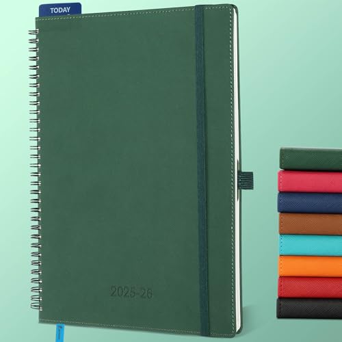 IN-LUXPRO Kalender 2025 2026 Wochenplaner,A4(29 x 21.7cm),18-Monate Buchkalender (Jul.2025-Dez.2026) Ringbuch mit Softcover,wochenkalender mit selbstklebendem Stifthalter,Grün. von IN-LUXPRO