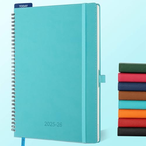 IN-LUXPRO Kalender 2025 2026 Wochenplaner,A4(29 x 21.7cm),18-Monate Buchkalender (Jul.2025-Dez.2026) Ringbuch mit Softcover,wochenkalender mit selbstklebendem Stifthalter,Hellblau. von IN-LUXPRO