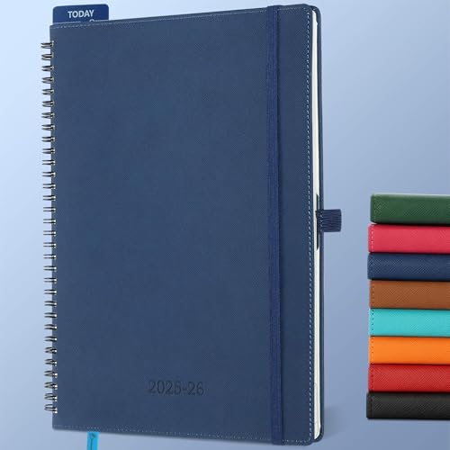 IN-LUXPRO Kalender 2025 2026 Wochenplaner,A4(29 x 21.7cm),18-Monate Buchkalender (Jul.2025-Dez.2026) Ringbuch mit Softcover,wochenkalender mit selbstklebendem Stifthalter,Marineblau. von IN-LUXPRO
