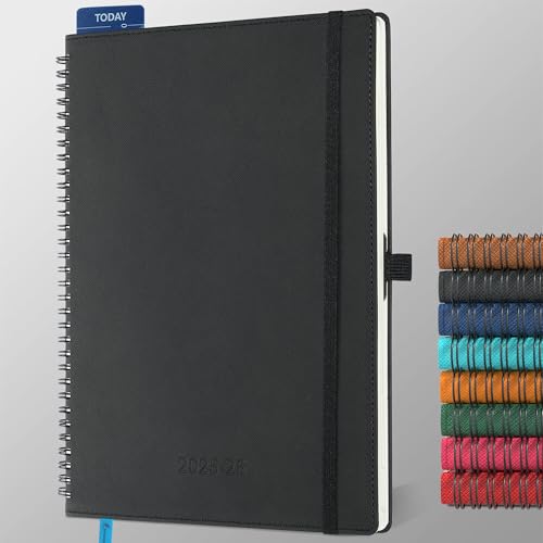 IN-LUXPRO Kalender 2025 2026 Wochenplaner,A4(29 x 21.7cm),18-Monate Buchkalender (Jul.2025-Dez.2026) Ringbuch mit Softcover,wochenkalender mit selbstklebendem Stifthalter,Schwarz. von IN-LUXPRO