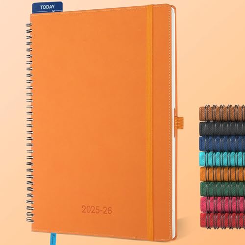 IN-LUXPRO Kalender 2025 2026 Wochenplaner,A4(29 x 21.7cm),18-Monate Buchkalender (Jul.2025-Dez.2026) Ringbuch mit Softcover,wochenkalender mit selbstklebendem Stifthalter,orange Farbe. von IN-LUXPRO