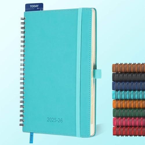 IN-LUXPRO Kalender 2025 2026 Wochenplaner,A5(21.9 x 16.4cm),18-Monate Buchkalender (Jul.2025-Dez.2026) Ringbuch mit Softcover,wochenkalender mit selbstklebendem Stifthalter,Hellblau. von IN-LUXPRO