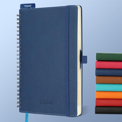 IN-LUXPRO Kalender 2025 2026 Wochenplaner,A5(21.9 x 16.4cm),18-Monate Buchkalender (Jul.2025-Dez.2026) Ringbuch mit Softcover,wochenkalender mit selbstklebendem Stifthalter,Marineblau. von IN-LUXPRO
