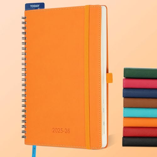 IN-LUXPRO Kalender 2025 2026 Wochenplaner,A5(21.9 x 16.4cm),18-Monate Buchkalender (Jul.2025-Dez.2026) Ringbuch mit Softcover,wochenkalender mit selbstklebendem Stifthalter,orange Farbe. von IN-LUXPRO